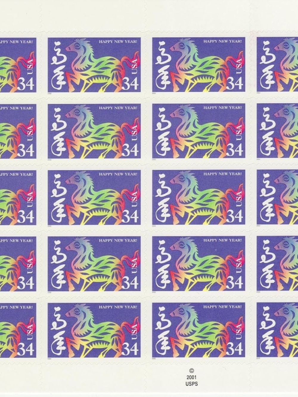 2 SHEETS CHINESE LUNAR NEW YEAR HORSE COLLECTIBLE STAMP SHEET